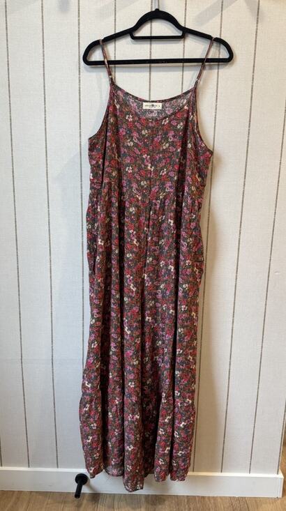 Natural Life Pants - Natural Life Palazzo Wide Leg Crop Jumpsuit Ditzy Floral Large Brown Pink Resort